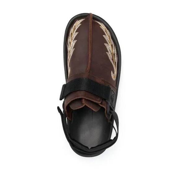 Reebok x Beatnik Unisex Calf-Leather Embroidered Strap Sandal Sz 5‎ - Picture 1 of 10